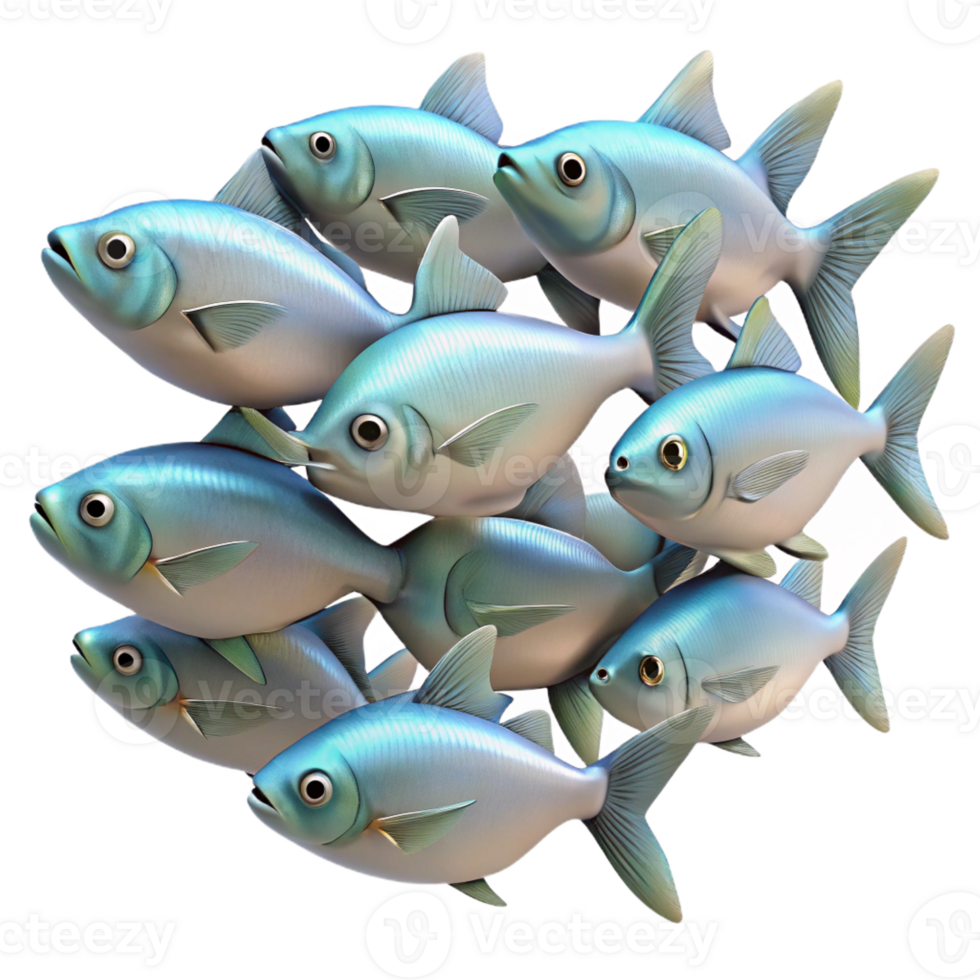 vibrant minimalist A school of fish swimming in unison, underwater scene, natural lighting exclusive png