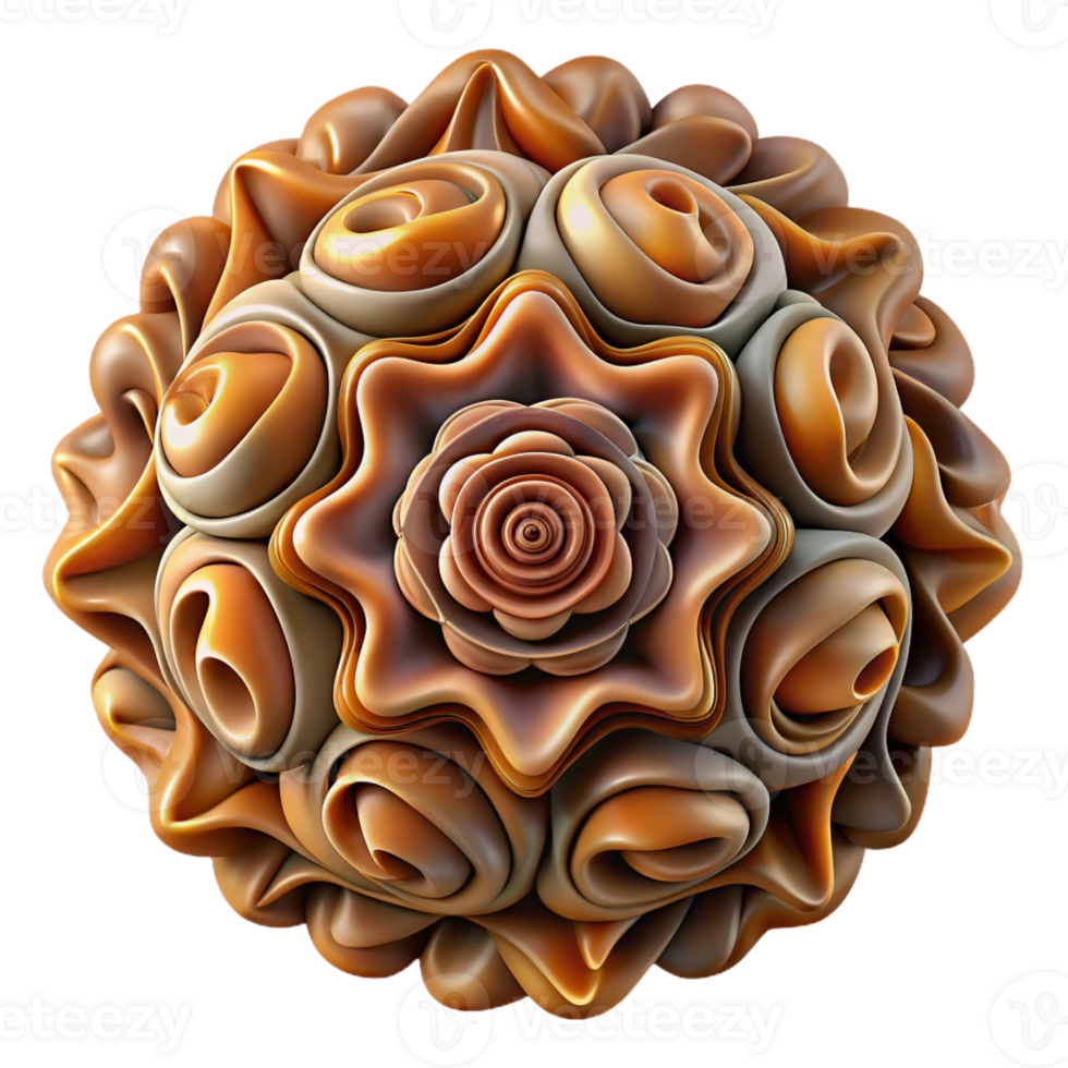 stunning contemporary A complex fractal pattern resembling a natural formation, with earthy tones and a detailed, organic style high resolution png