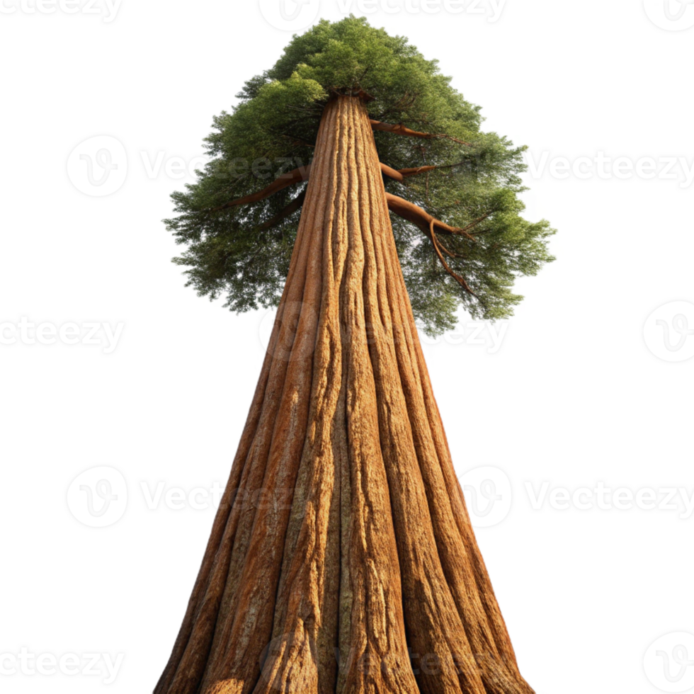 beautiful creative A giant sequoia tree reaching towards the sky, its bark textured and weathered, with a majestic, nature photography style professional png