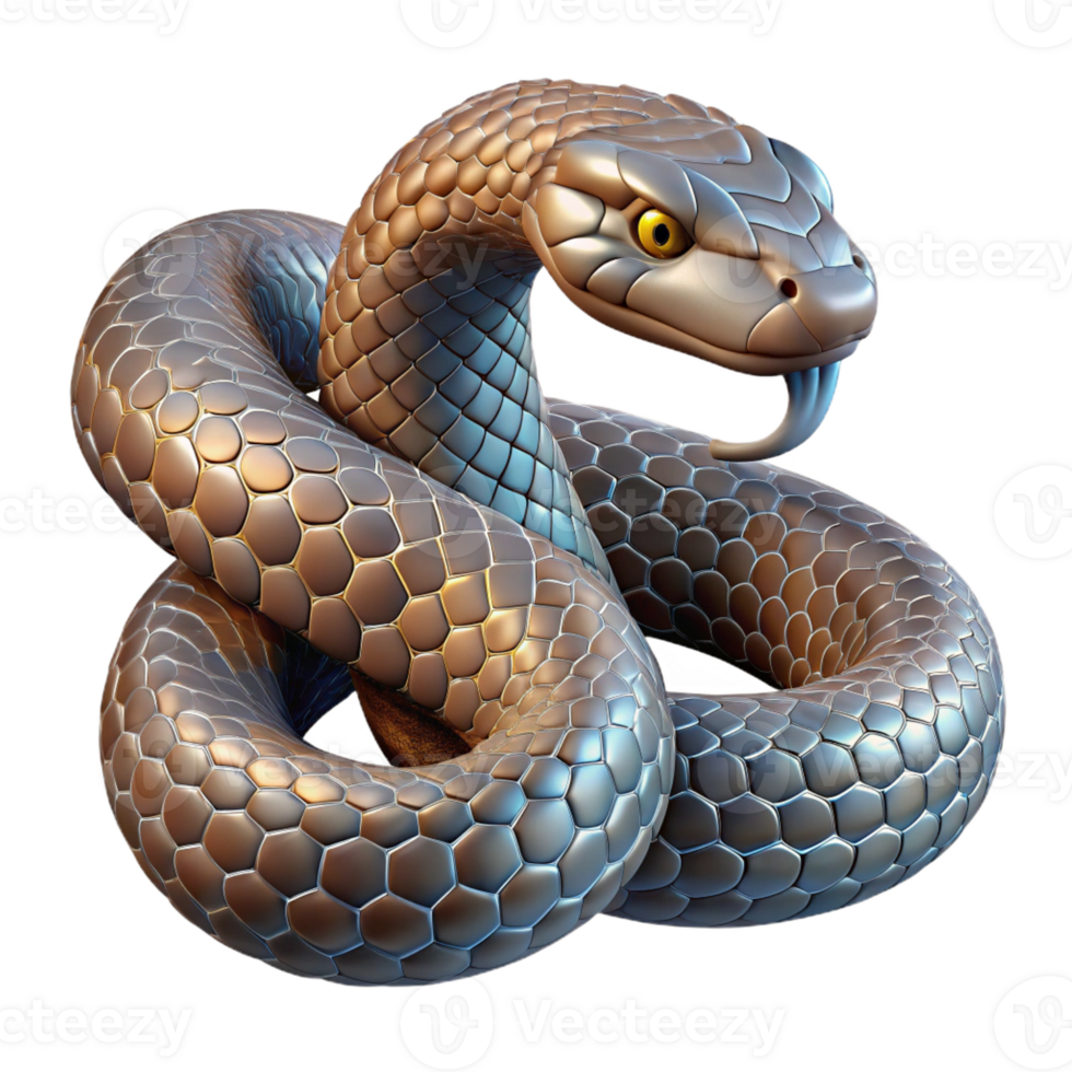 impressive contemporary A coiled rattlesnake, scales shimmering in the desert sun, with a detailed, reptilian illustration style detailed png