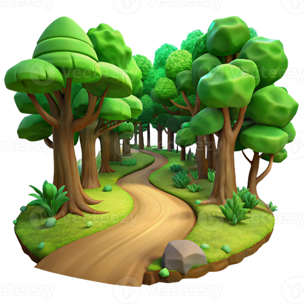 elegant traditional A winding dirt path through a lush green forest, dappled sunlight filtering through the canopy, Impressionist style detailed png