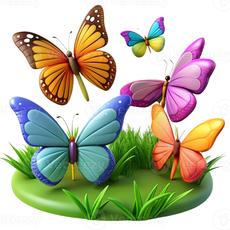 vibrant traditional A group of butterflies migrating across a field, colorful and dynamic, nature photography exclusive png
