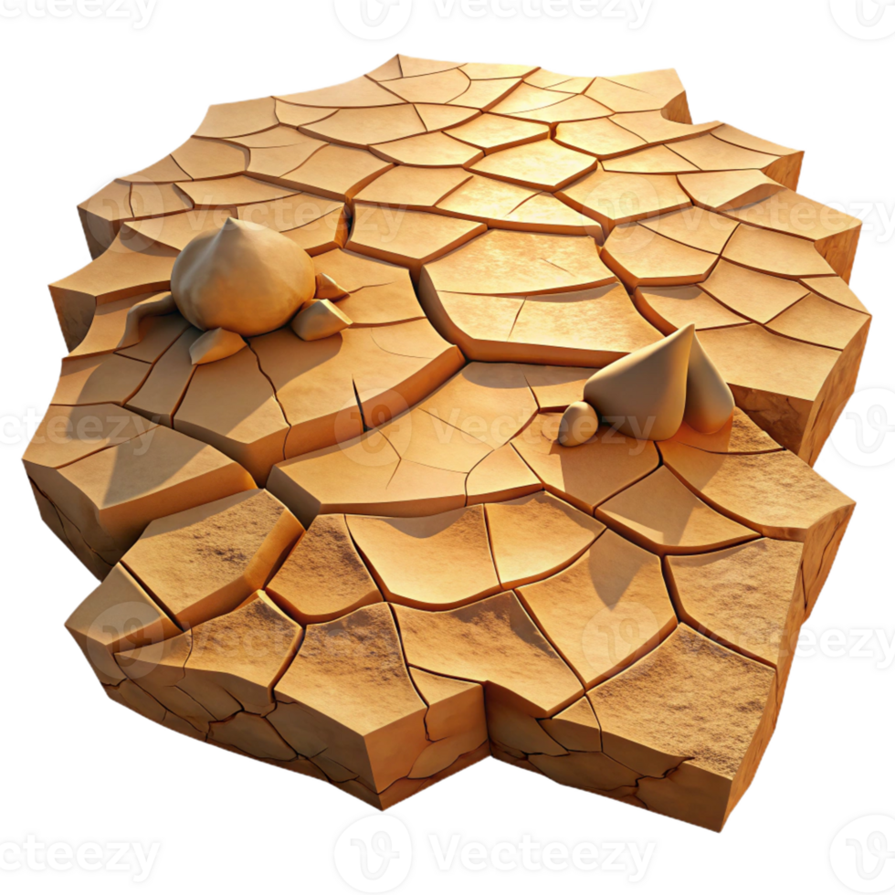 impressive minimalist A cracked desert floor, parched and dry, harsh sunlight, photorealistic style authentic png