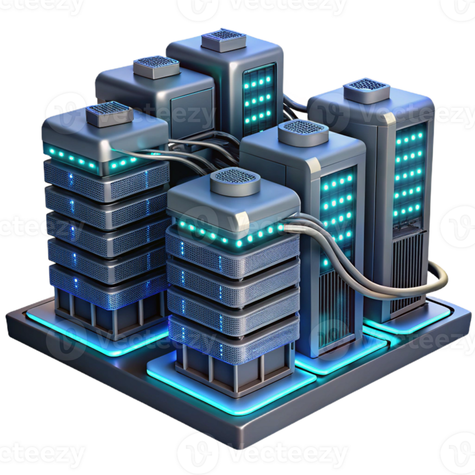 wonderful artistic A futuristic data center with rows of servers and glowing cables, complex and intricate, dark and moody lighting genuine png