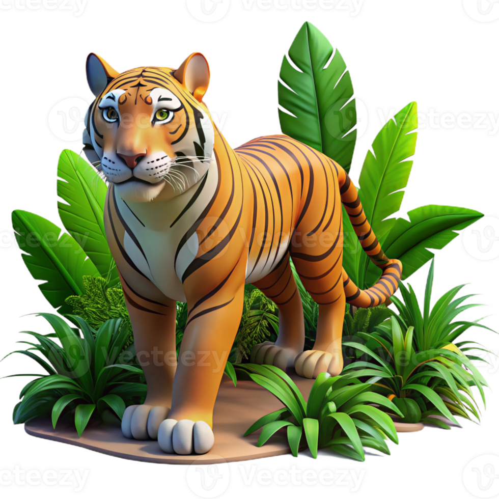 stunning creative A powerful tiger prowling through the jungle, illuminated by dappled sunlight, in a dramatic, realistic style premium png