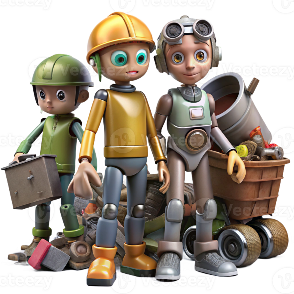 vibrant abstract A group of street urchins with cybernetic enhancements, scavenging for scrap in a junkyard, in a gritty, realistic style genuine png
