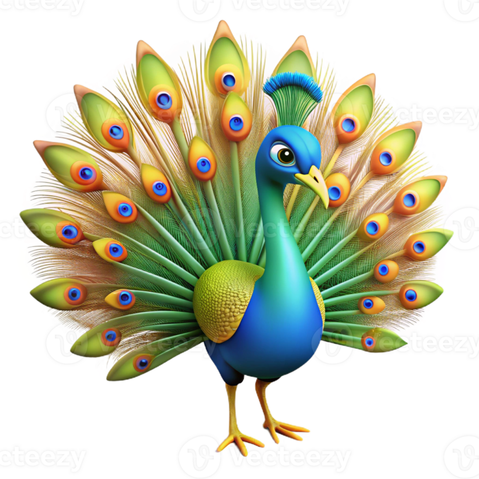 wonderful artistic A vibrant peacock displaying its feathers, bright sunlight, stunning photography style premium png
