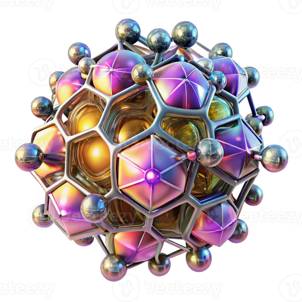 serene artistic A swarm of nanobots forming intricate, geometric patterns in mid-air, illuminated by a shifting, multicolored light source. Abstract style high quality png