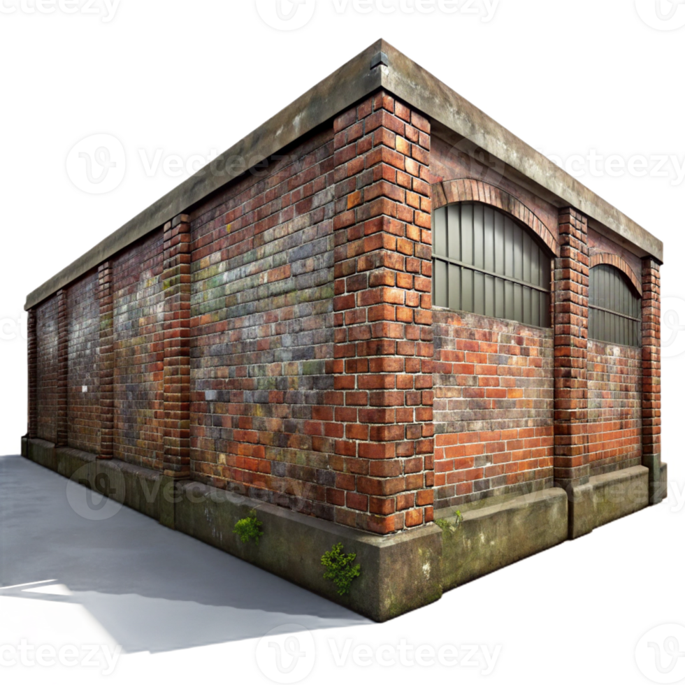 magnificent vintage Graffiti-covered brick wall of an abandoned warehouse in a decaying industrial district, dim overcast lighting, photorealistic style professional png
