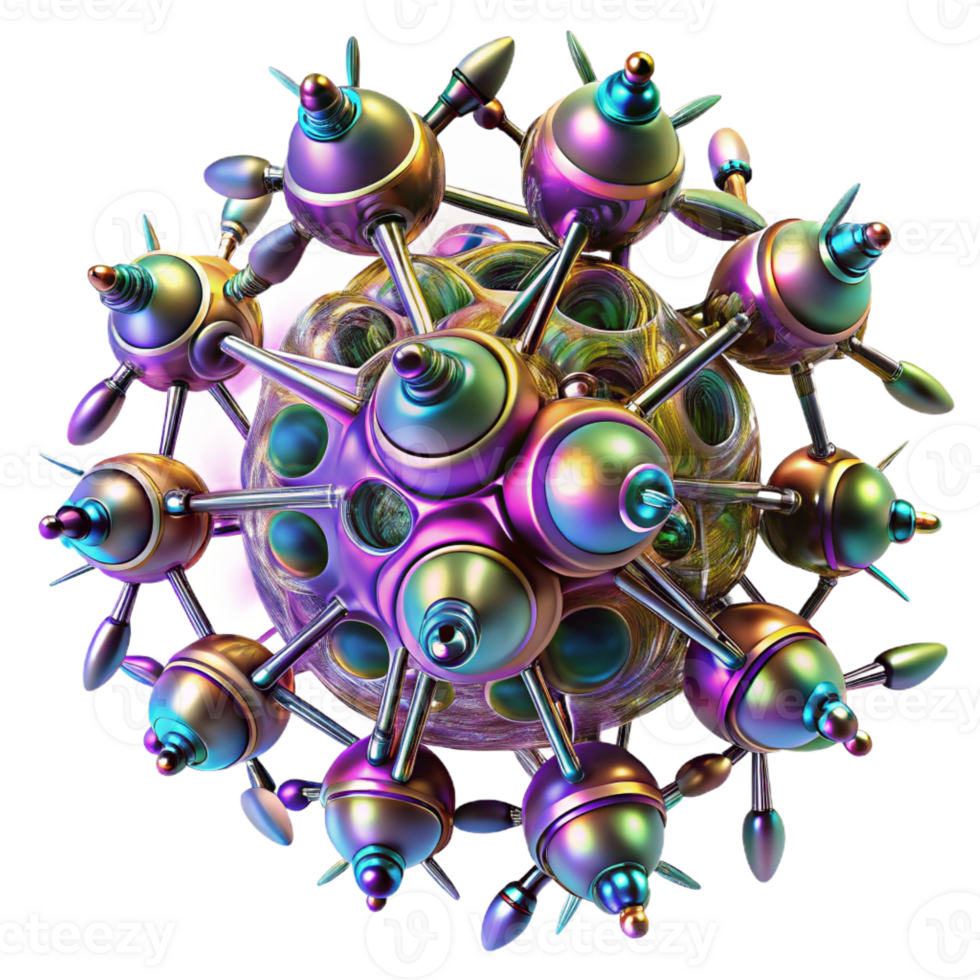 dramatic vintage A swarm of nanobots forming intricate, geometric patterns in mid-air, illuminated by a shifting, multicolored light source. Abstract style high resolution png