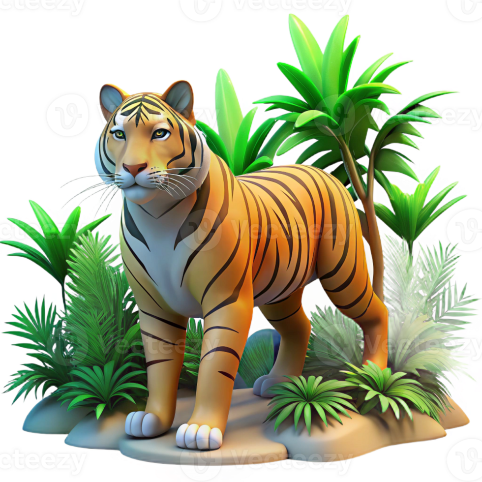 extraordinary abstract A powerful tiger prowling through the jungle, illuminated by dappled sunlight, in a dramatic, realistic style high quality png