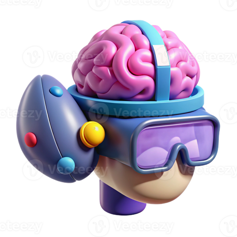 stunning contemporary A brain-computer interface connecting a human mind to a virtual world, surreal, psychedelic style premium png