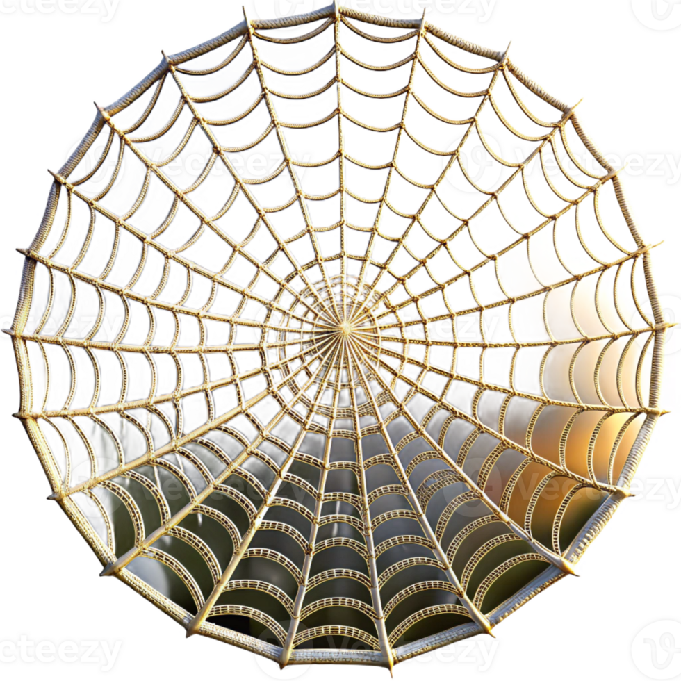 wonderful creative Close-up of a dew-kissed spiderweb glistening in the early morning sun, intricate details of the web visible, macro photography style genuine png
