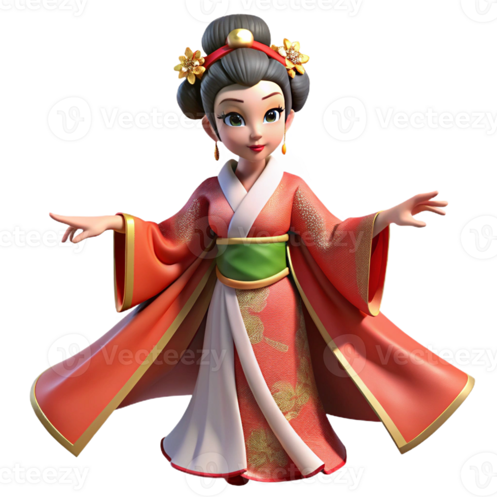 impressive creative A beautiful geisha with elaborate makeup and a flowing kimono performs a traditional dance under the soft glow of paper lanterns. Anime style high resolution png