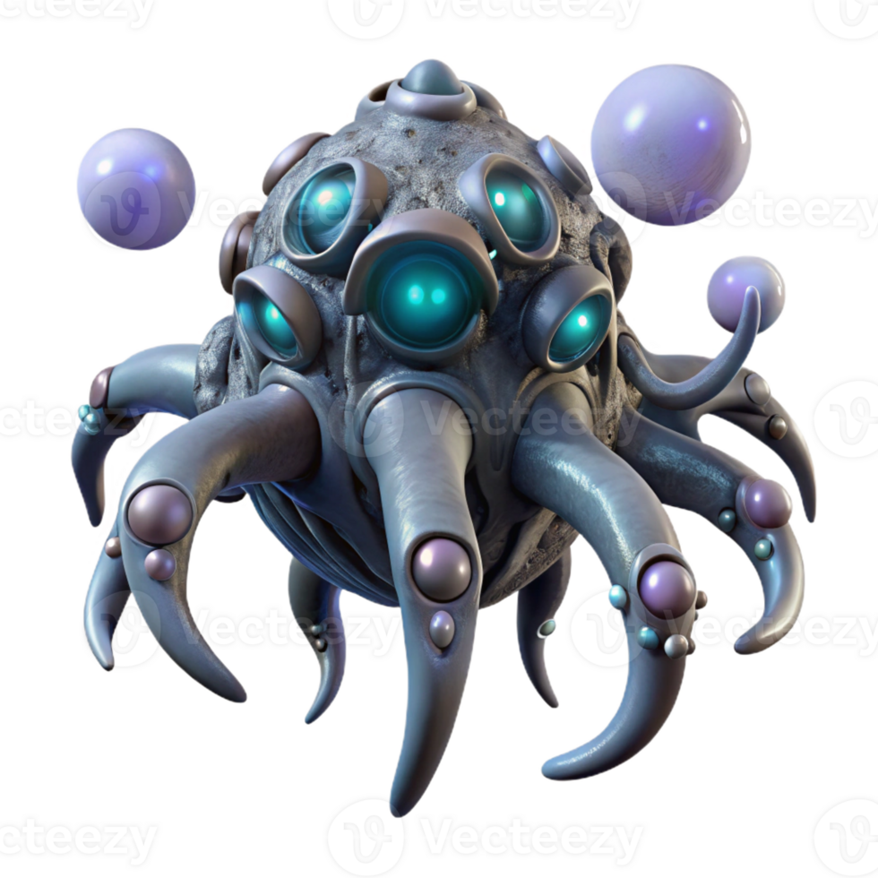 serene abstract A colossal, biomechanical space creature floats through the void of space, its tentacles adorned with glowing orbs. H.R. Giger style, dark lighting, surreal atmosphere 4K png