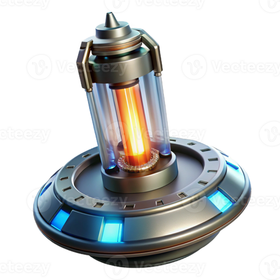 extraordinary classic A futuristic weapon, pulsing with energy, floats in the center of a sterile laboratory. Sci-fi thriller style, dramatic lighting, metallic reflections high quality png