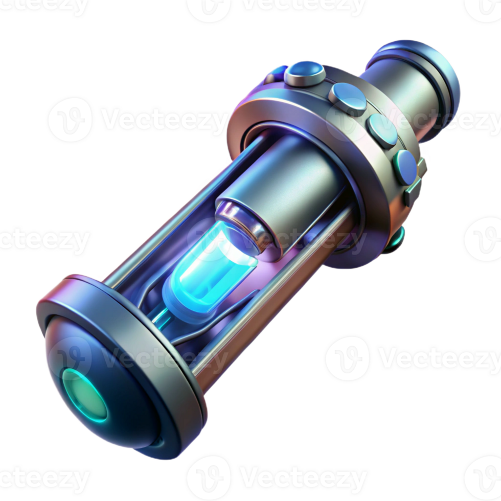 wonderful artistic A futuristic weapon, pulsing with energy, floats in the center of a sterile laboratory. Sci-fi thriller style, dramatic lighting, metallic reflections exclusive png