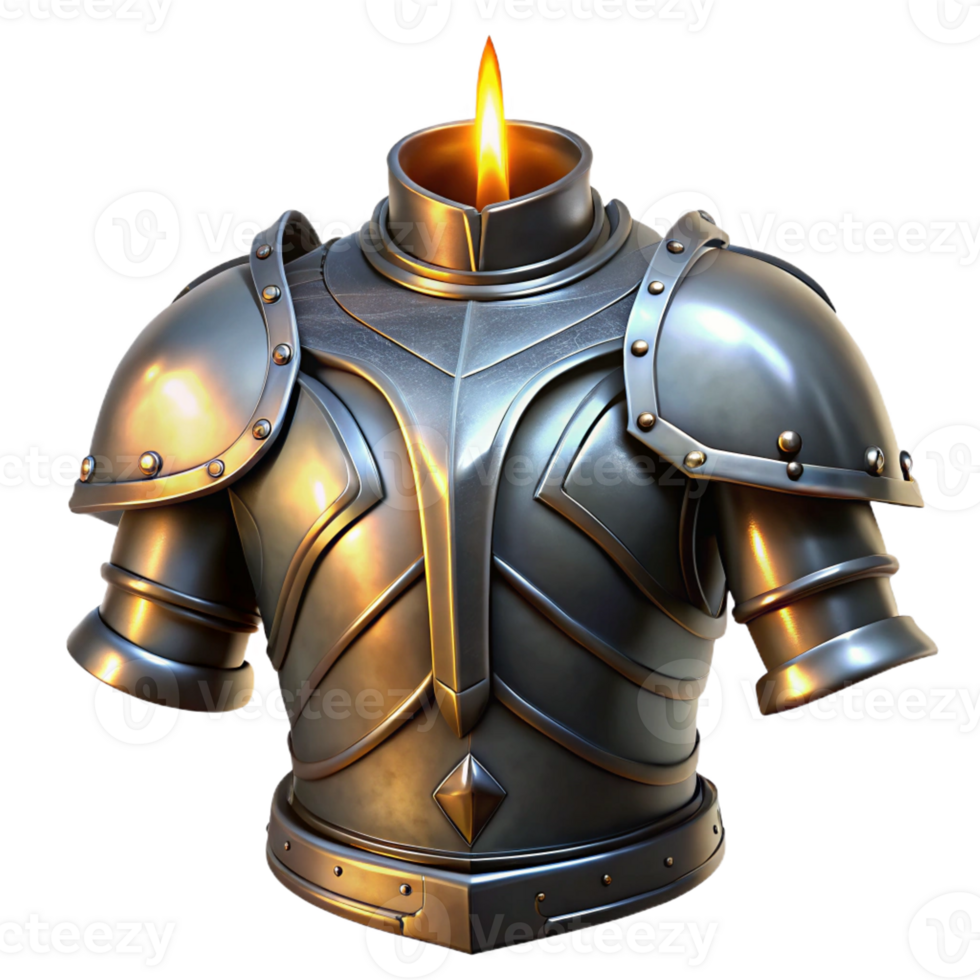 beautiful rustic A gleaming suit of plate armor, reflecting flickering candlelight, intricate engravings, realistic metallic sheen, chiaroscuro lighting exclusive png