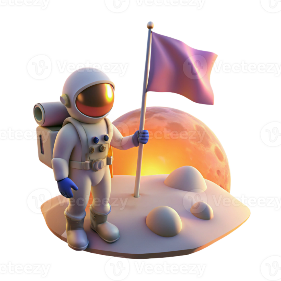 stunning rustic A lone astronaut plants a flag on a newly discovered planet, the surface bathed in the light of a double sunset. Exploration sci-fi style, vibrant lighting, panoramic view genuine png