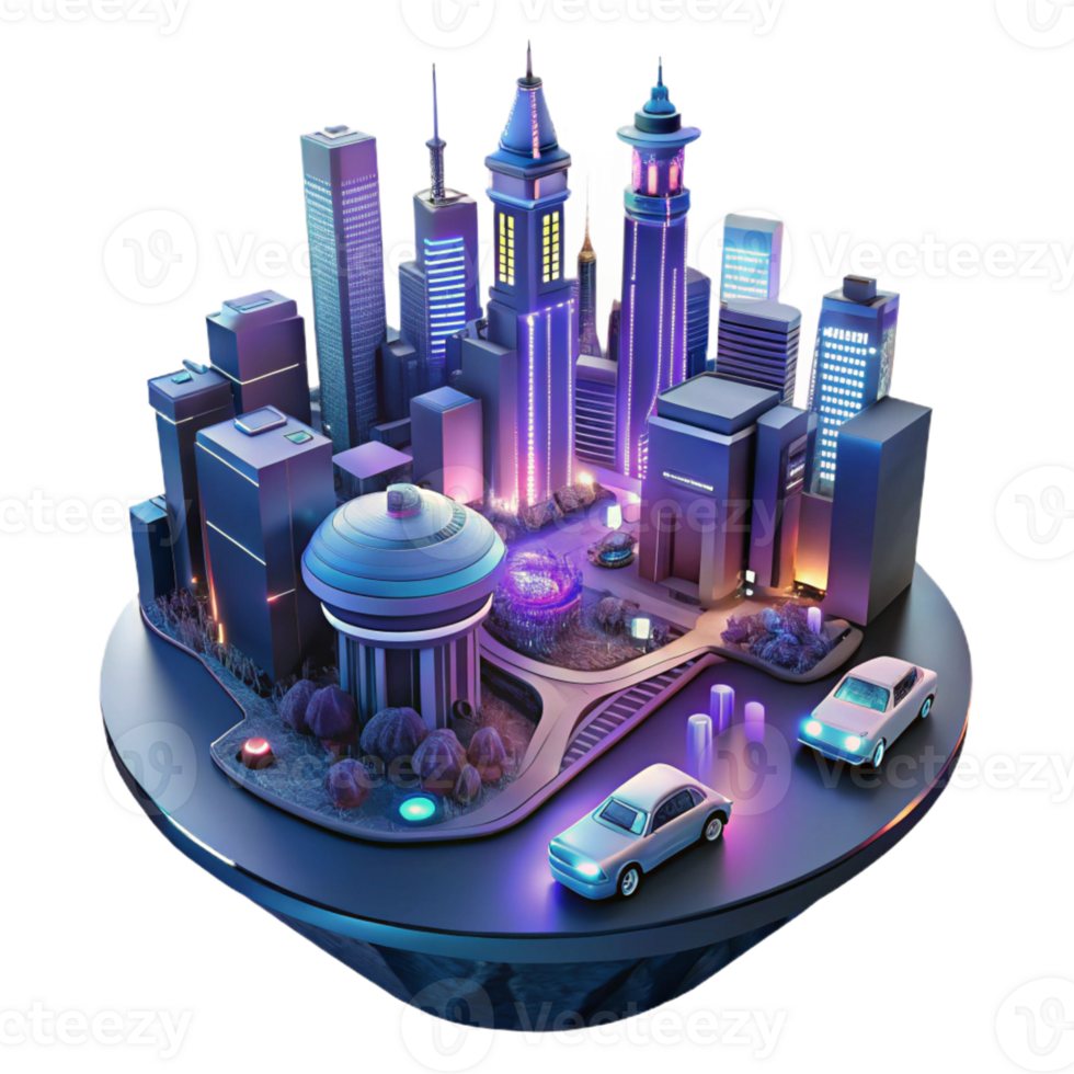magnificent classic A futuristic cityscape at night, with flying cars and neon signs, viewed from a high vantage point. Anime style original png
