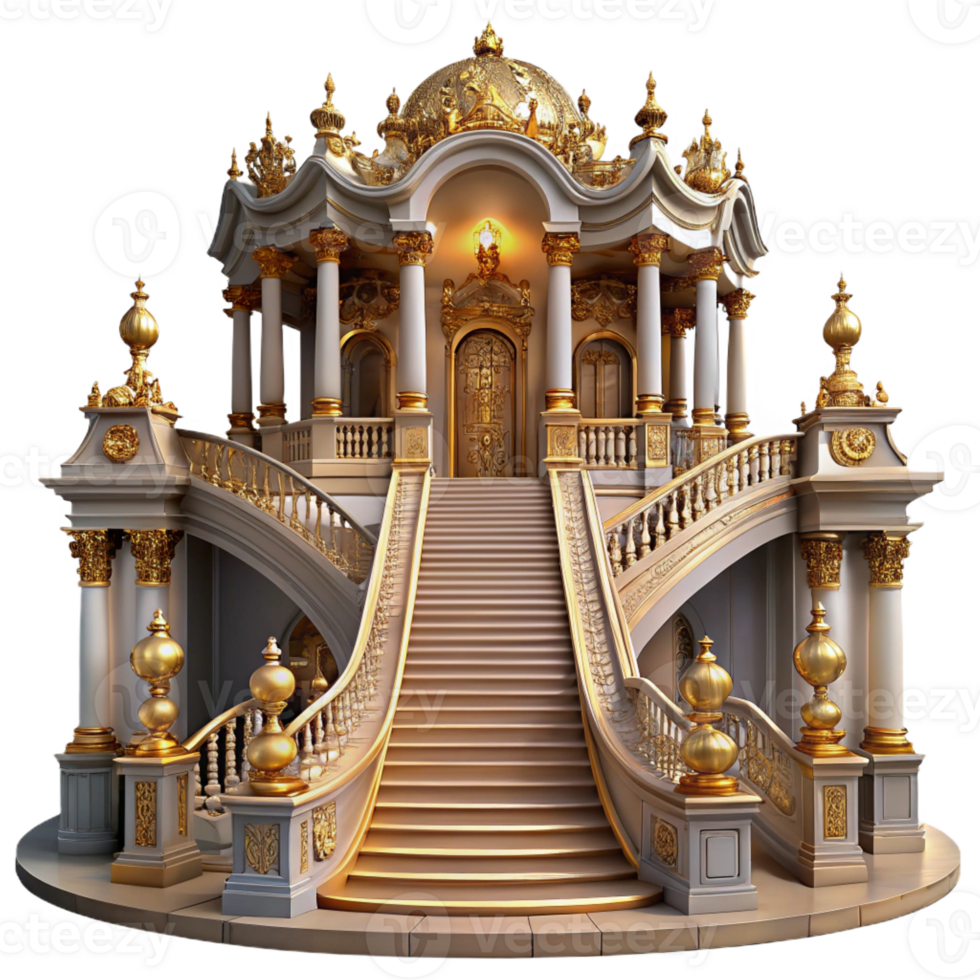 stunning classic Baroque palace, opulent gilded ornamentation, grand staircase, dramatic chiaroscuro lighting, highly detailed, Baroque style professional png