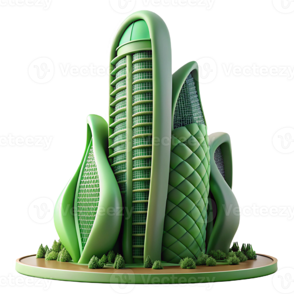 stunning artistic Biomorphic architecture skyscraper, organic forms inspired by nature, green facade, soft diffused light, highly detailed, Biomorphic style original png