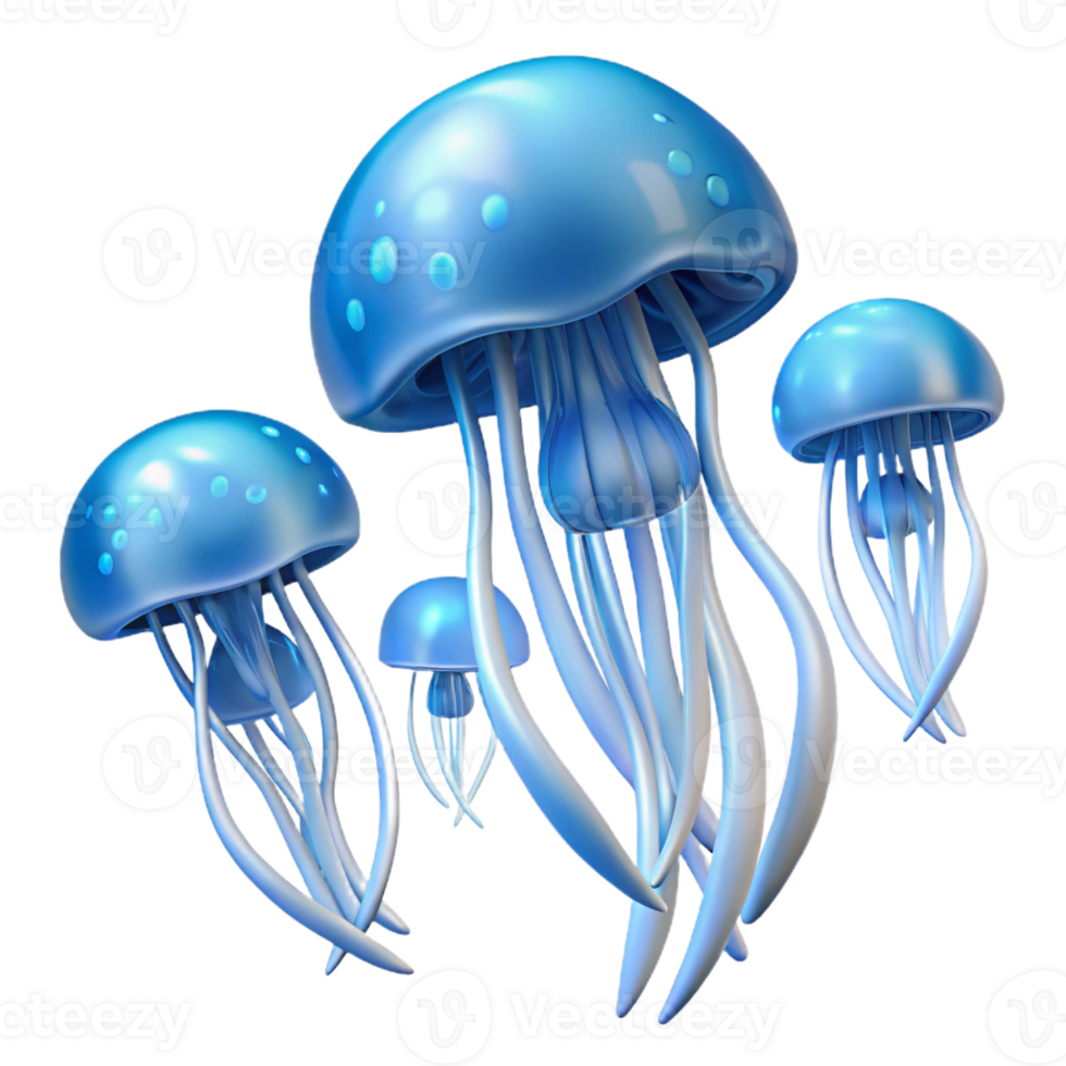 magnificent rustic A school of shimmering jellyfish drifting through deep ocean waters, bioluminescent lighting, abstract style high quality png
