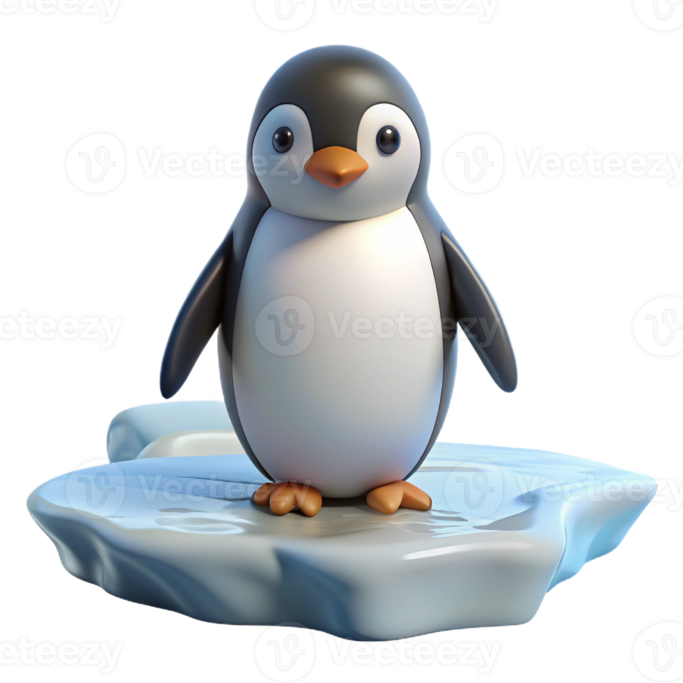 serene traditional A solitary penguin standing on an icy floe, overcast lighting, photorealistic style professional png