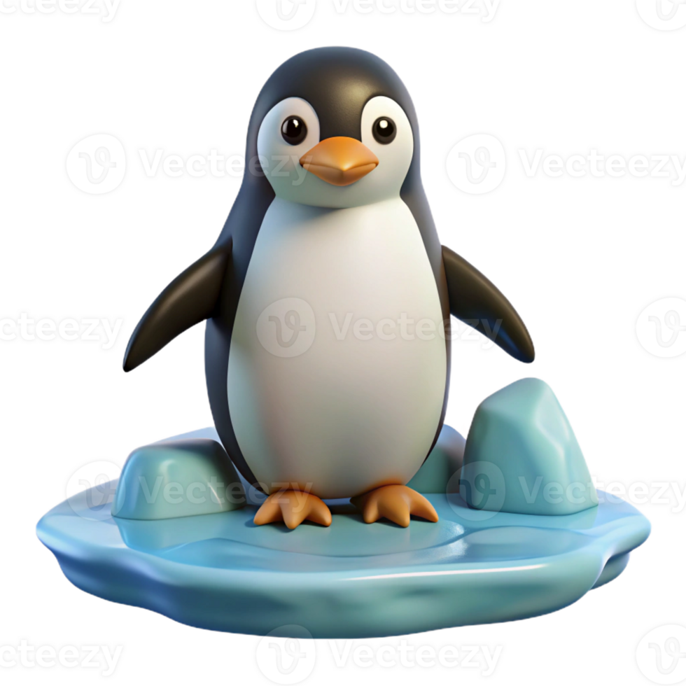 extraordinary abstract A solitary penguin standing on an icy floe, overcast lighting, photorealistic style detailed png