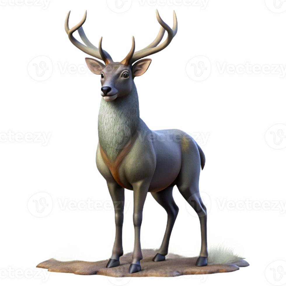 impressive creative A majestic stag with large antlers standing in a forest clearing, dawn light, fantasy art style genuine png