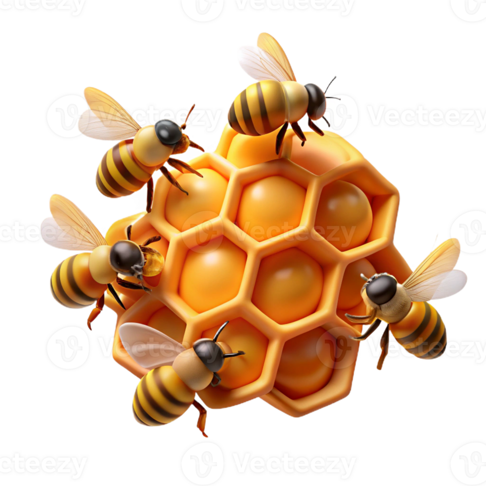 vibrant classic A swarm of bees buzzing around a honeycomb, warm light, macro photography style high resolution png