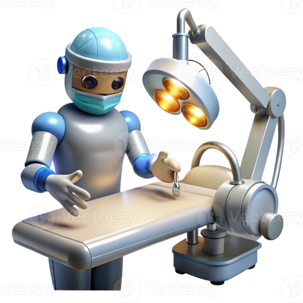 magnificent traditional A robotic surgeon performing a delicate operation, illuminated by bright, surgical lighting. Photorealistic style original png