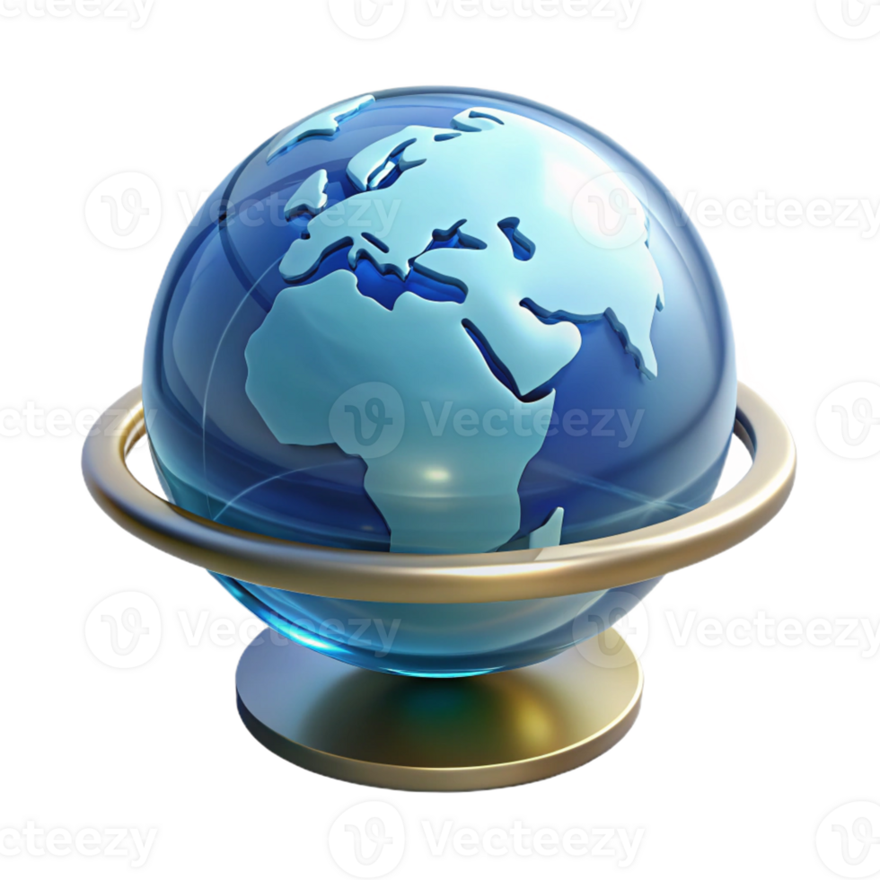 magnificent classic A transparent, levitating sphere displaying a rotating 3D model of the Earth. Futuristic minimalist style professional png