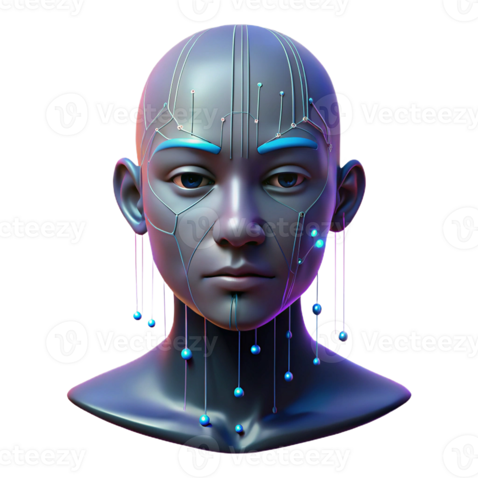 beautiful minimalist A human face partially obscured by digital glitches and data streams. Cyberpunk style authentic png