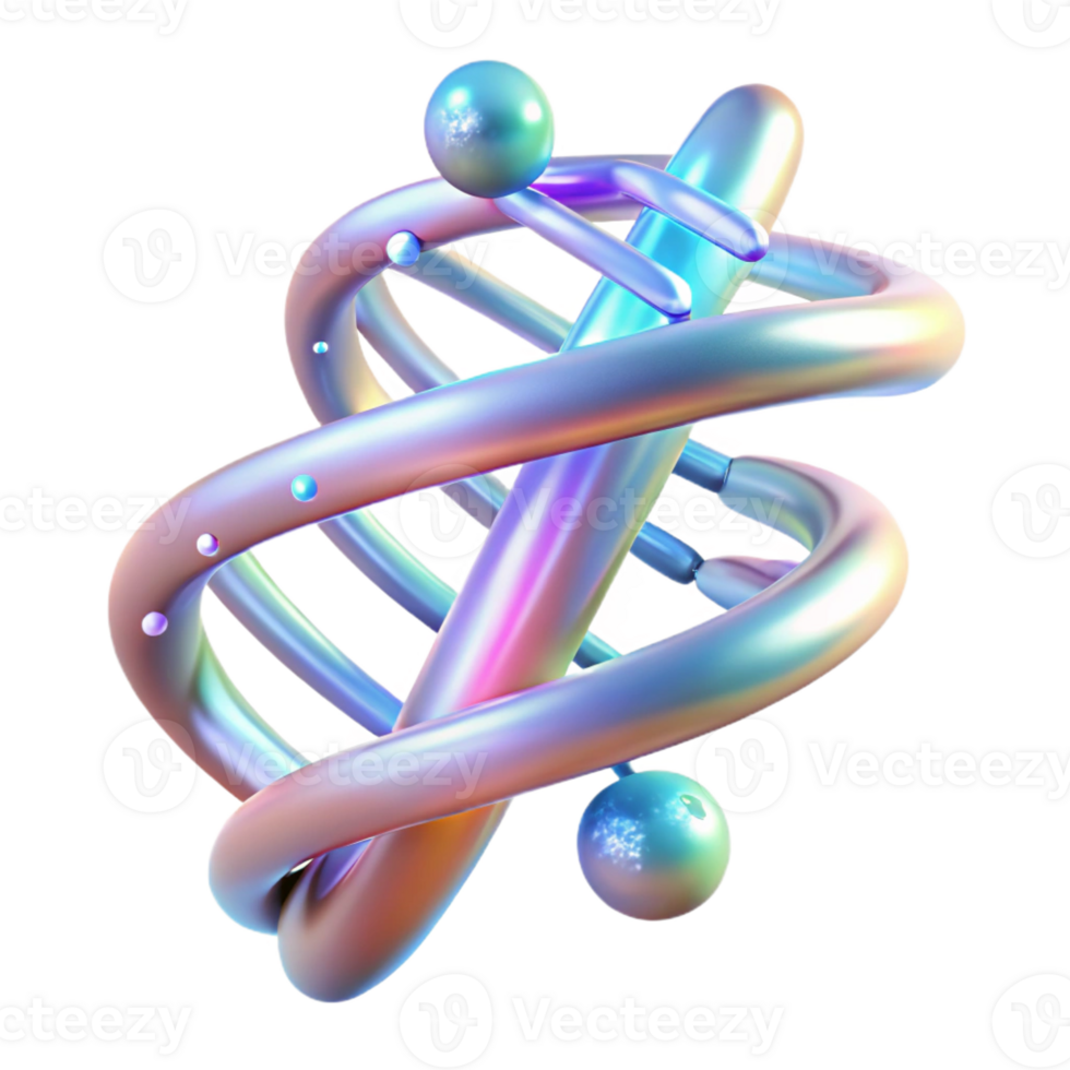 magnificent creative A holographic projection of a human DNA strand, rotating slowly, with data streams flowing around it. Science fiction style high resolution png