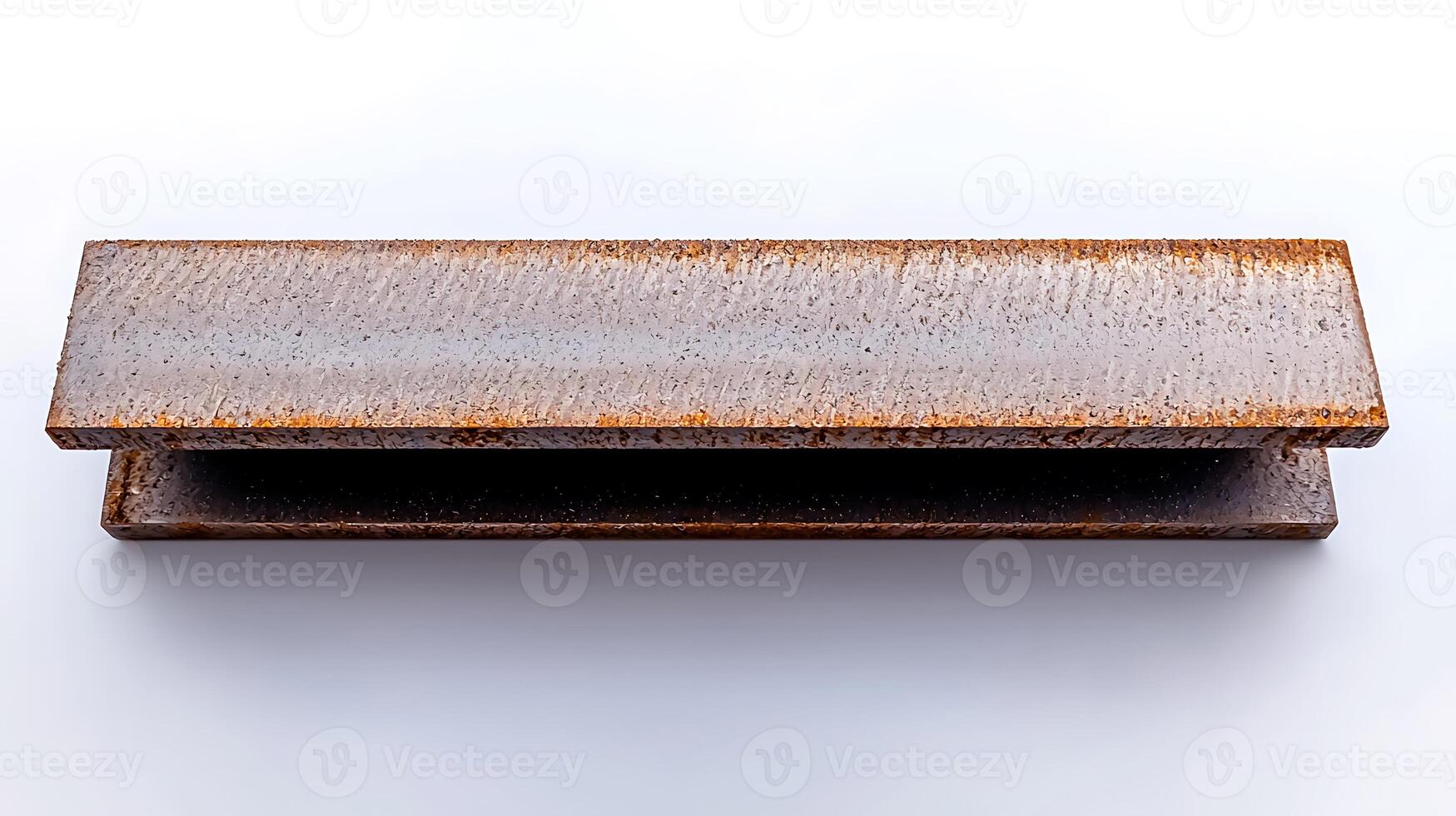 Rusted metal plate on a white background, showcasing texture and color variations photo