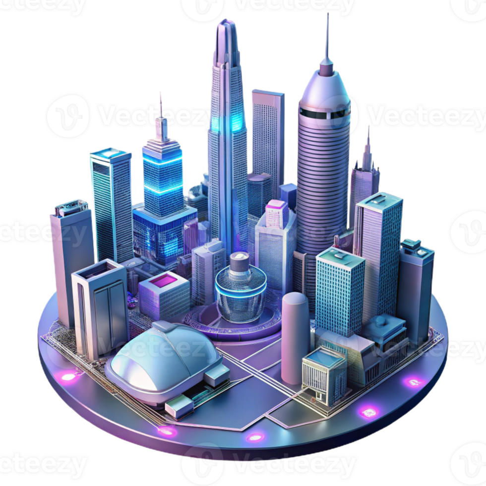 dramatic traditional Futuristic cityscape, towering skyscrapers, flying vehicles, neon lights, cyberpunk style, highly detailed authentic png