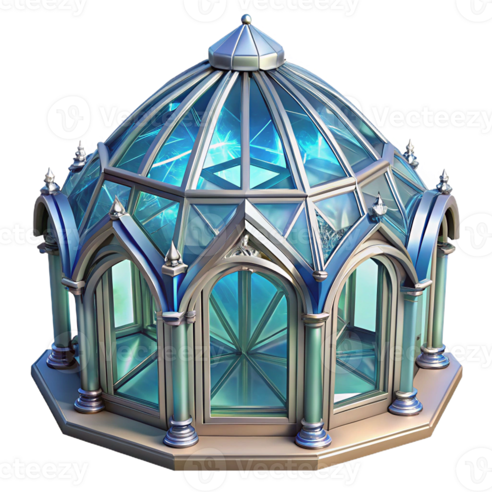 elegant traditional Crystal palace, intricate glass and metal framework, sparkling facets, ethereal light, Art Nouveau style 4K png