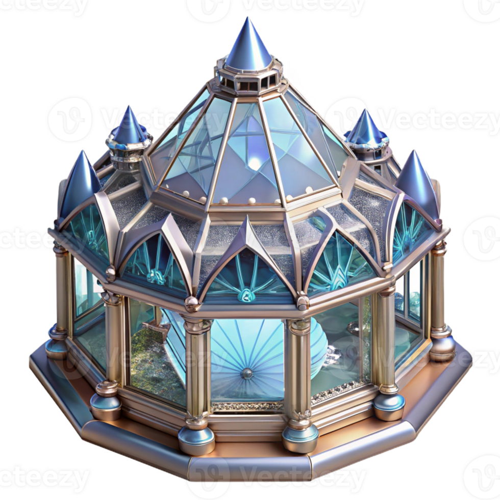 beautiful contemporary Crystal palace, intricate glass and metal framework, sparkling facets, ethereal light, Art Nouveau style 4K png