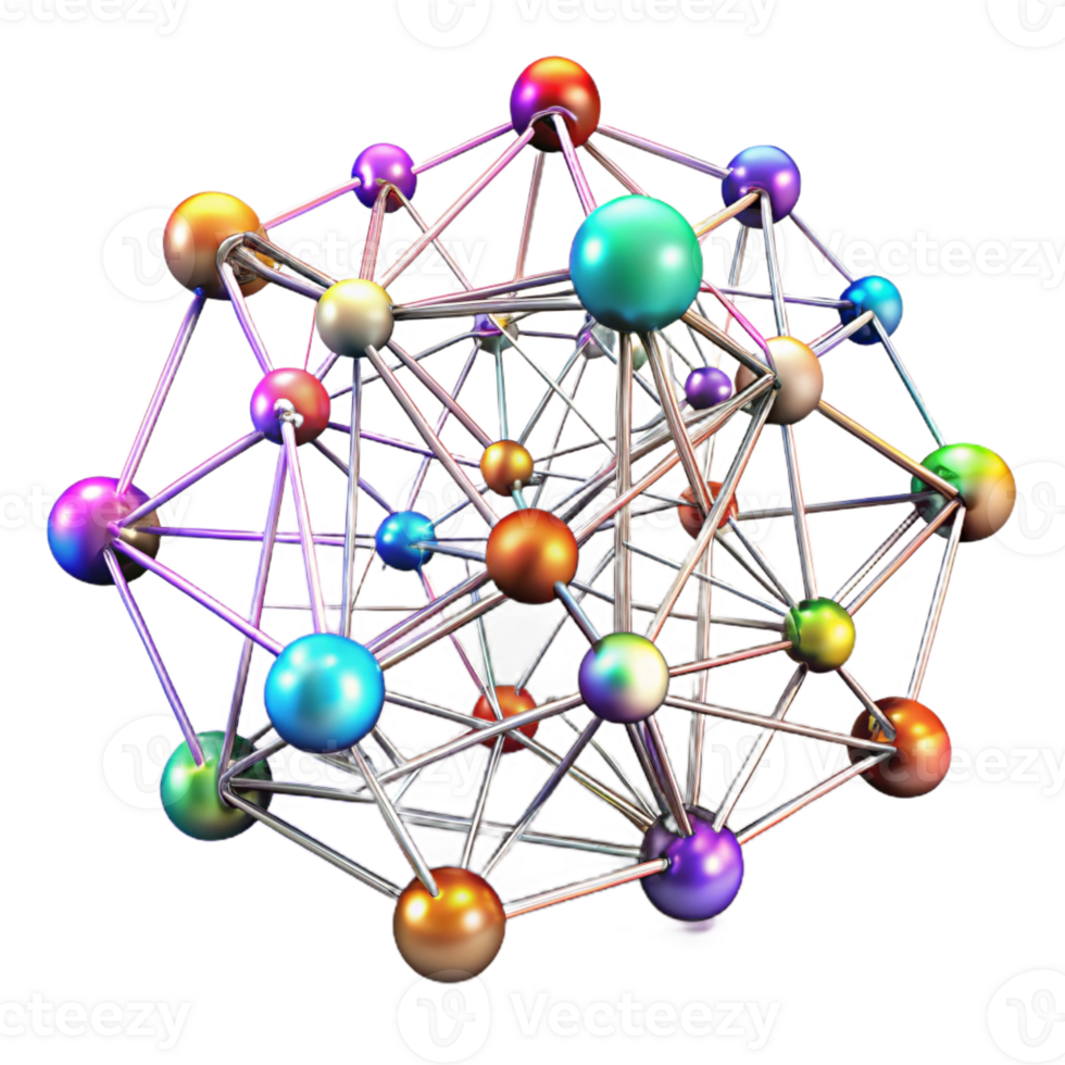 stunning modern A complex network of interconnected nodes and data streams, forming a dynamic, evolving web, illuminated by pulsing, multi-colored lights. Data visualization, abstract art 4K png