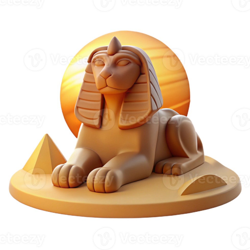 extraordinary abstract A wise sphinx posing its riddle, surrounded by desert sands, bathed in the warm glow of the setting sun. Egyptian art style, hieroglyphic details 4K png