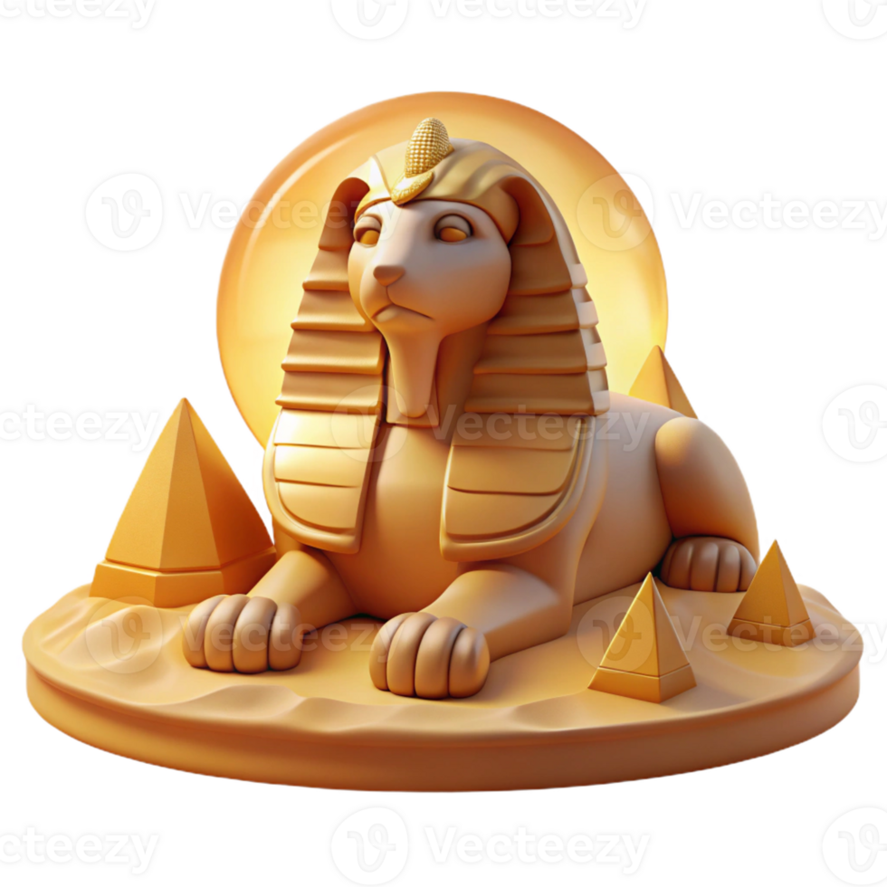 wonderful abstract A wise sphinx posing its riddle, surrounded by desert sands, bathed in the warm glow of the setting sun. Egyptian art style, hieroglyphic details 4K png