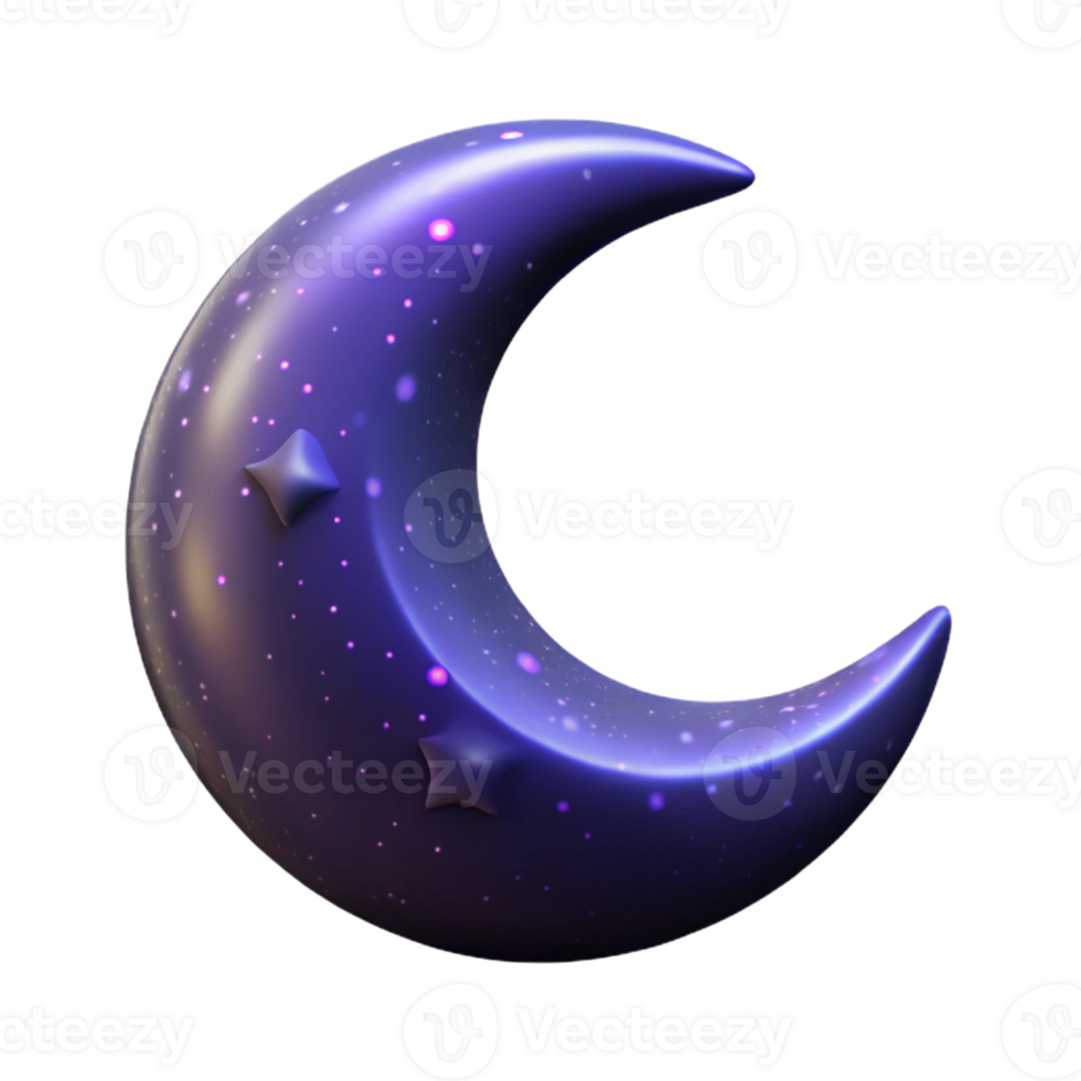 serene contemporary A crescent moon in a starry night sky, dark and mysterious lighting, astronomical photography style 4K png