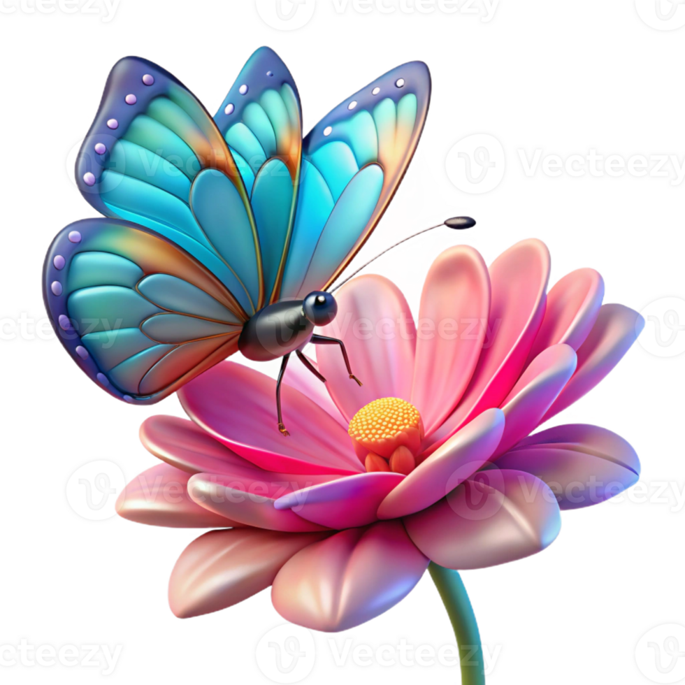 beautiful rustic A delicate butterfly perched on a flower, vibrant colors, macro photography style 4K png