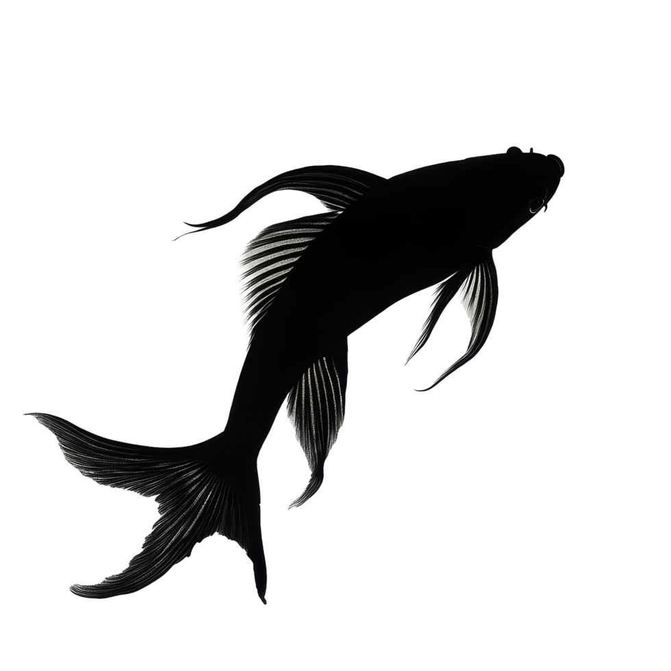 Silhouette of a leaping fish against a transparent background showcasing its graceful movement and elegant form, Leaping Fish Silhouette transparent background png