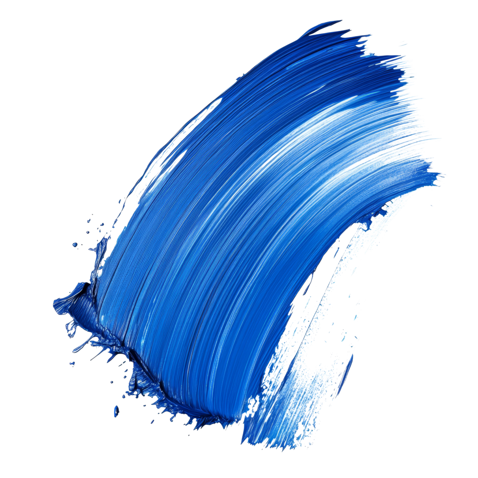 Dynamic blue brush stroke isolated on a transparent background showcasing texture and artistry in paint application, Brush stroke isolated on transparent backgroundfile png