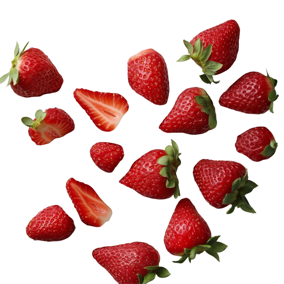 Delicious strawberries splashing into creamy yogurt creating a refreshing summer treat, Milk or yogurt splash with strawberries png