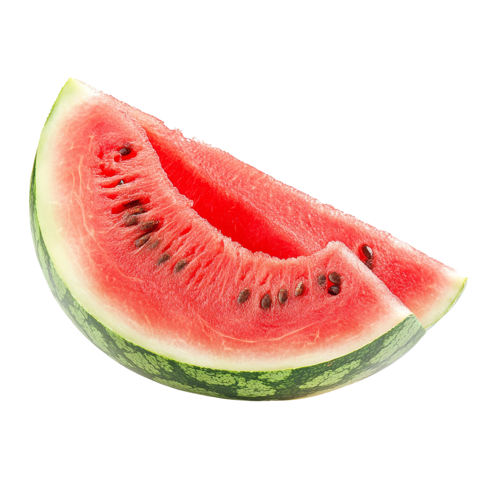 Freshly cut watermelon slice isolated on a transparent background for summer refreshment and healthy snacking, sweet watermelon isolated on transparent background png