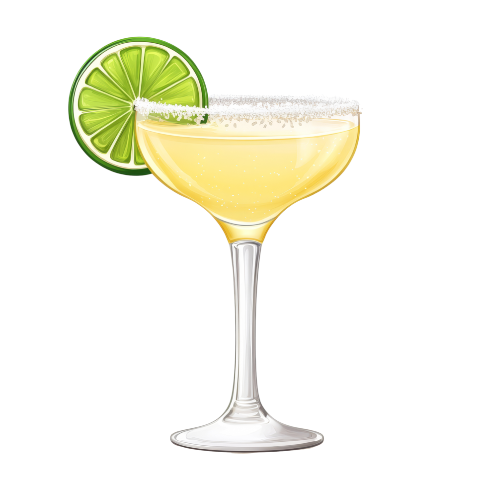 Refreshing margarita cocktail with tequila and lime garnish on a transparent background perfect for summer gatherings, margarita cocktail tequila isolated on transparent background png
