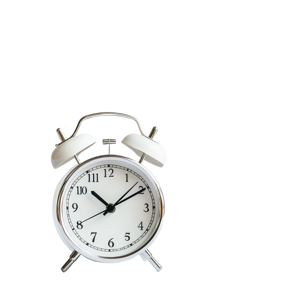 Classic transparent alarm clock on a transparent background showing the time clearly and distinctly, Alarm clock on transparent background png